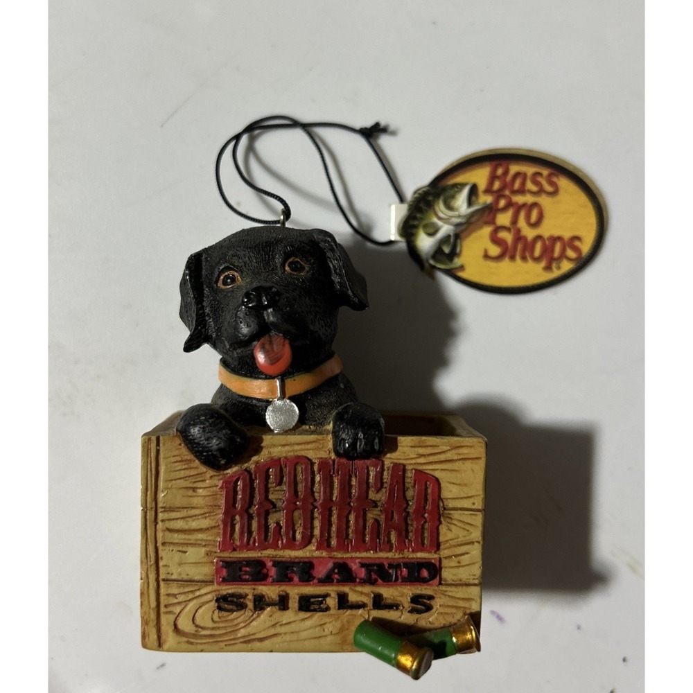 Vintage Rare Redhead Brand Shells Ornament Black Labrador Dog in Box